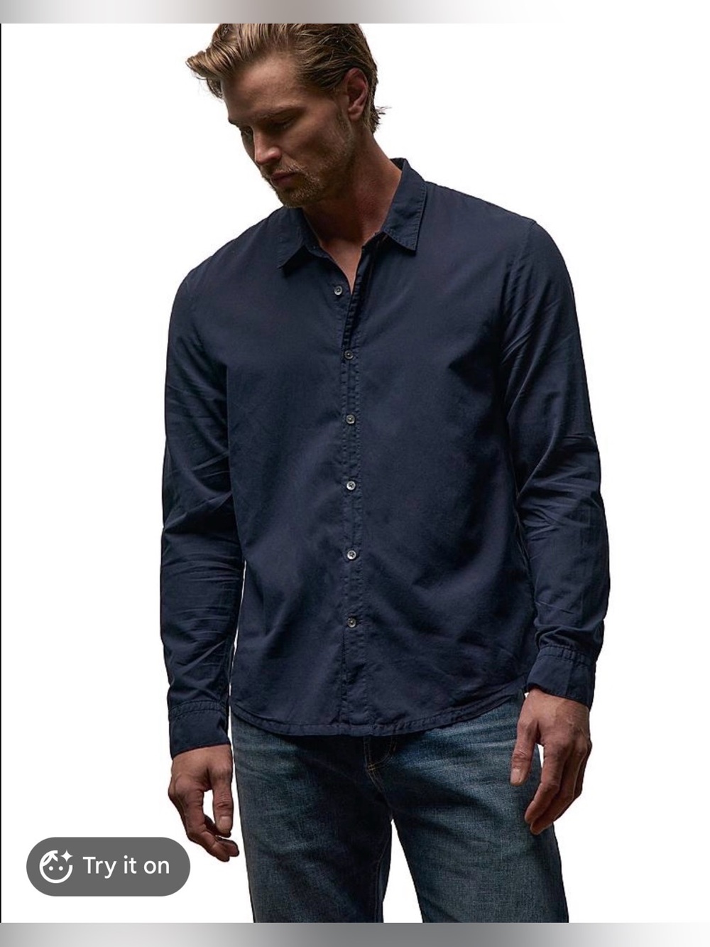 Standard James Perse Cotton Lightweight Navy Button Down Shirt , size 2/M